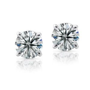 14K White Gold Plated 2 Carat Stud Earrings Simulated Diamonds NEW